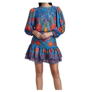 FARM Rio Blue Tropical Tapestry Skirt - size large